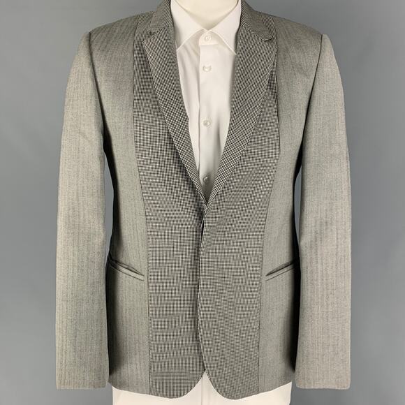 CALVIN KLEIN COLLECTION Size 40 Grey Black White Wool Sport Coat - Picture 1 of 6